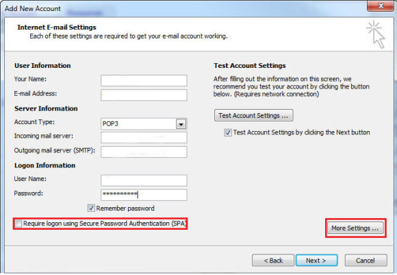 Configuring your email with site URL via cPanel on your Outlook
